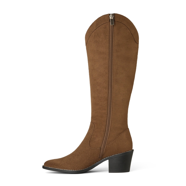 Montana Pointed Toe Knee High Boots - BROWN SUEDE - 3